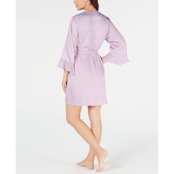 💜 Linea Donatella, Lavender Sherelle Babydoll Thong & Midnight Wrap Robe Set - Picture 3 of 16